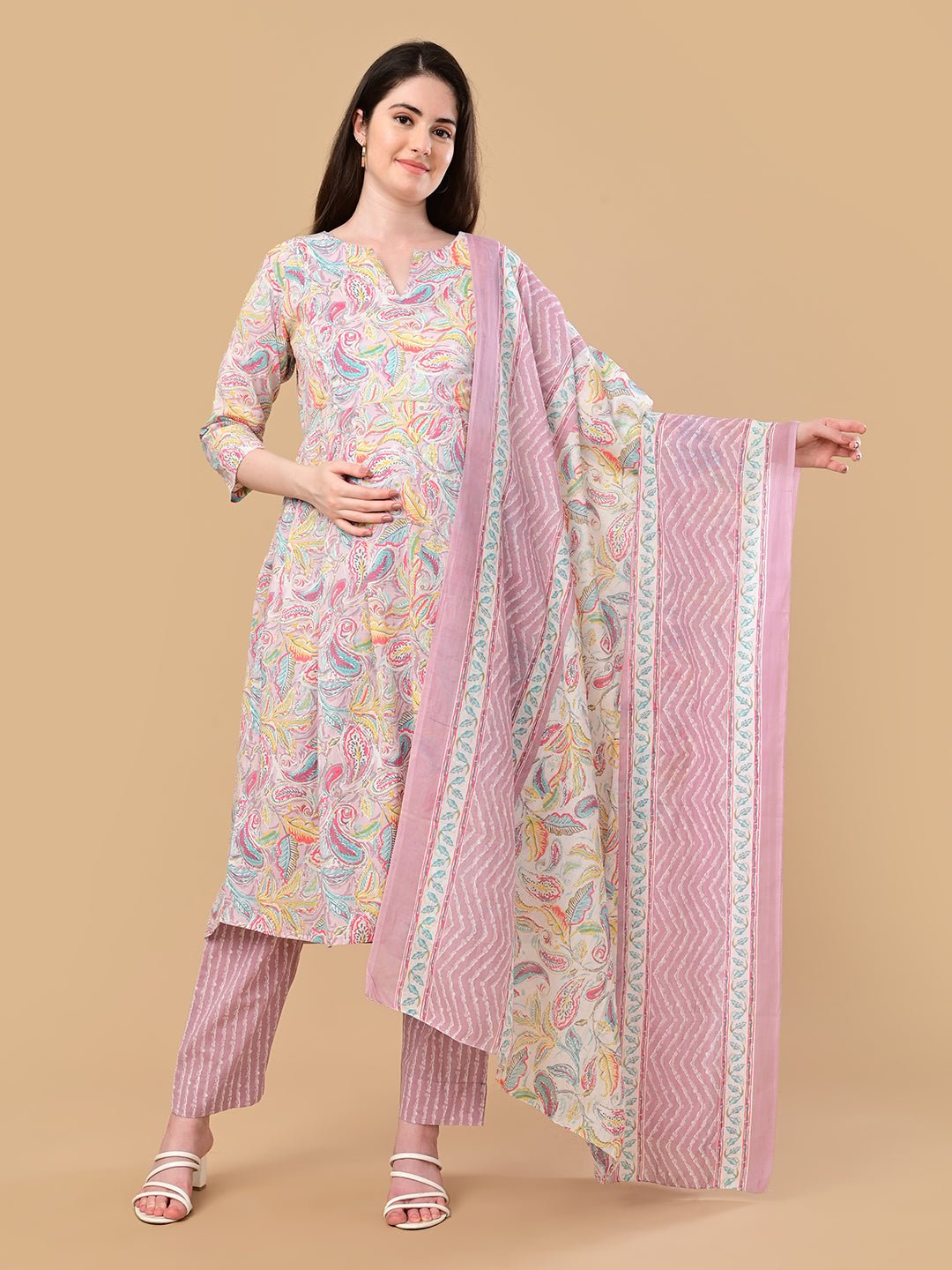  Vivid Vibes Maternity and Nursing Kurta Set Multi