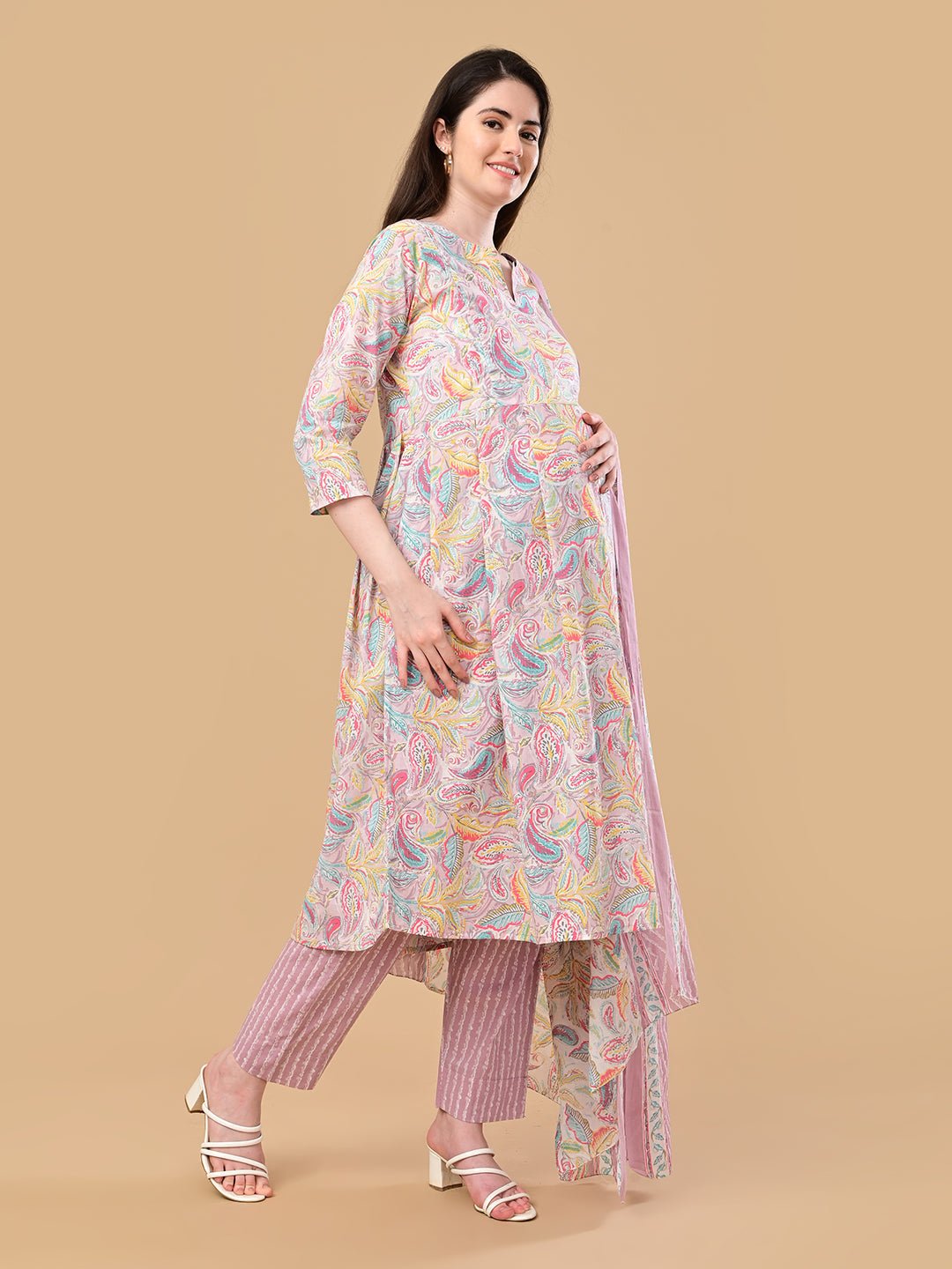  Vivid Vibes Maternity and Nursing Kurta Set Multi