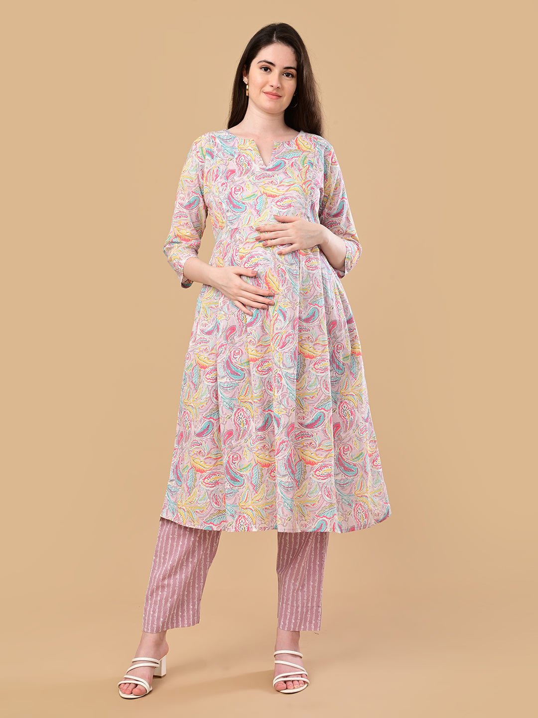  Vivid Vibes Maternity and Nursing Kurta Set Multi