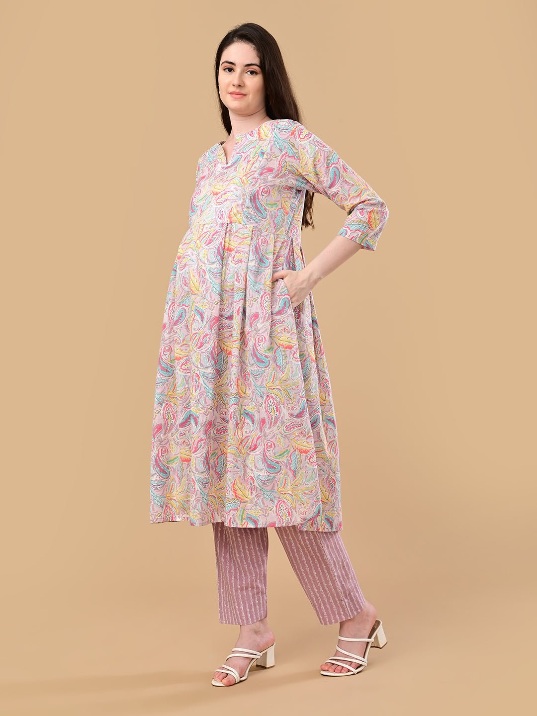  Vivid Vibes Maternity and Nursing Kurta Set Multi