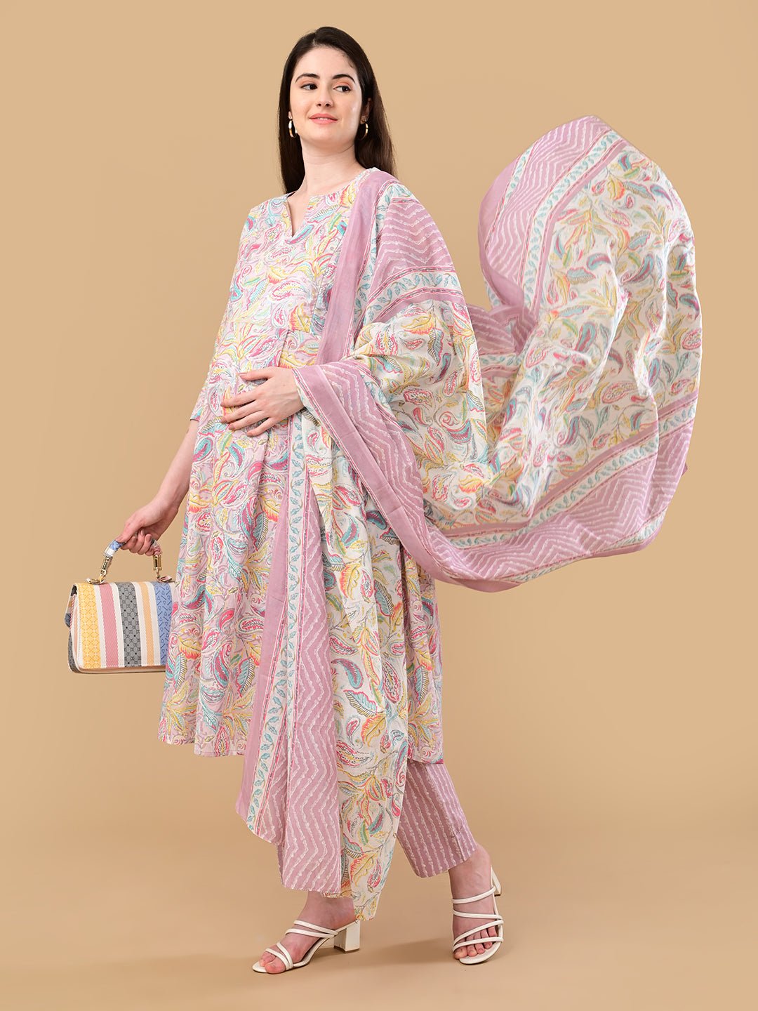  Vivid Vibes Maternity and Nursing Kurta Set Multi