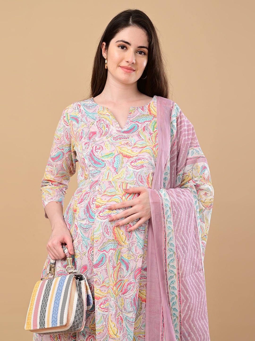  Vivid Vibes Maternity and Nursing Kurta Set Multi