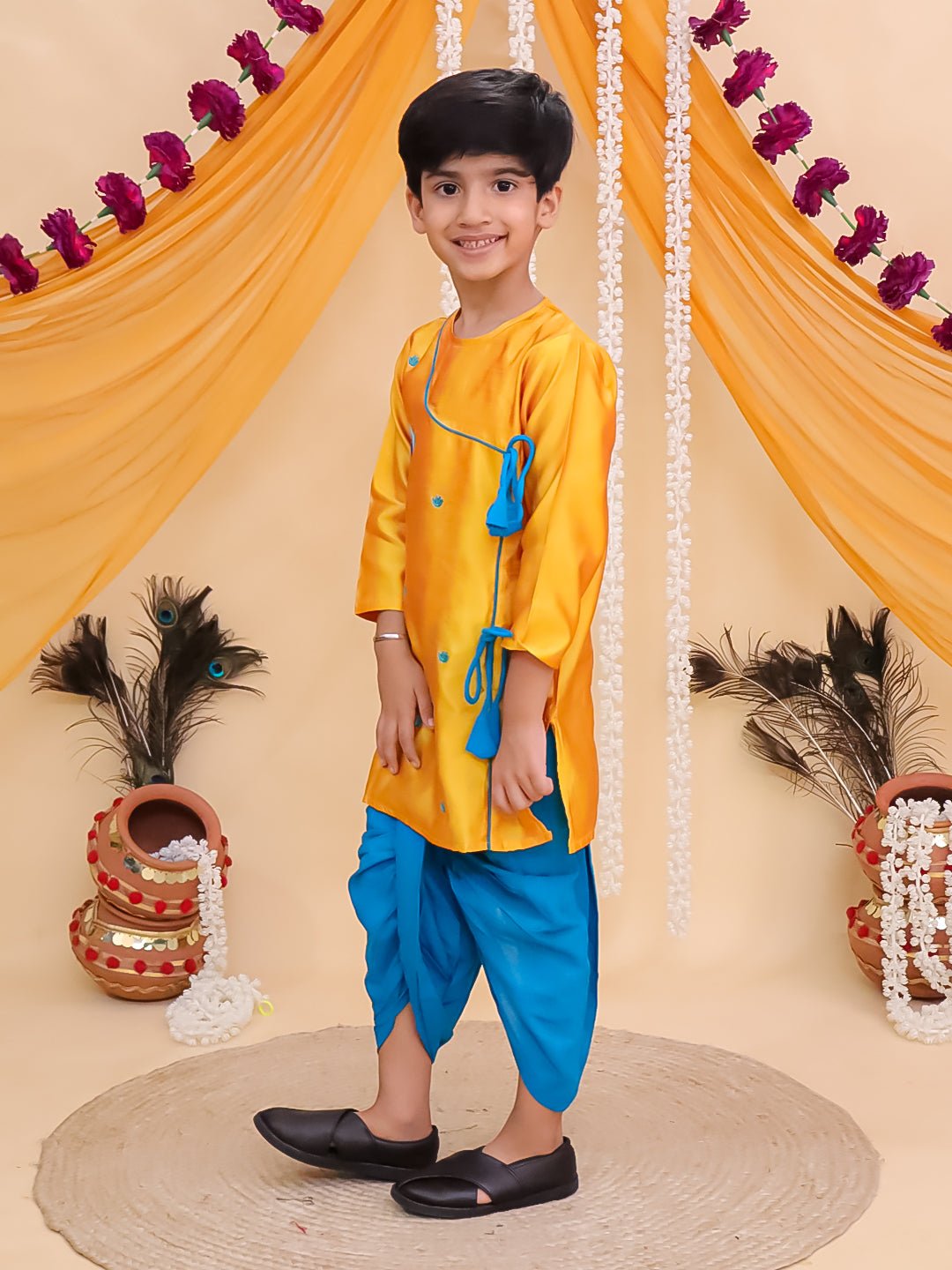 Vrindavan Vibe Embroidered Boys Dhoti Kurta Set