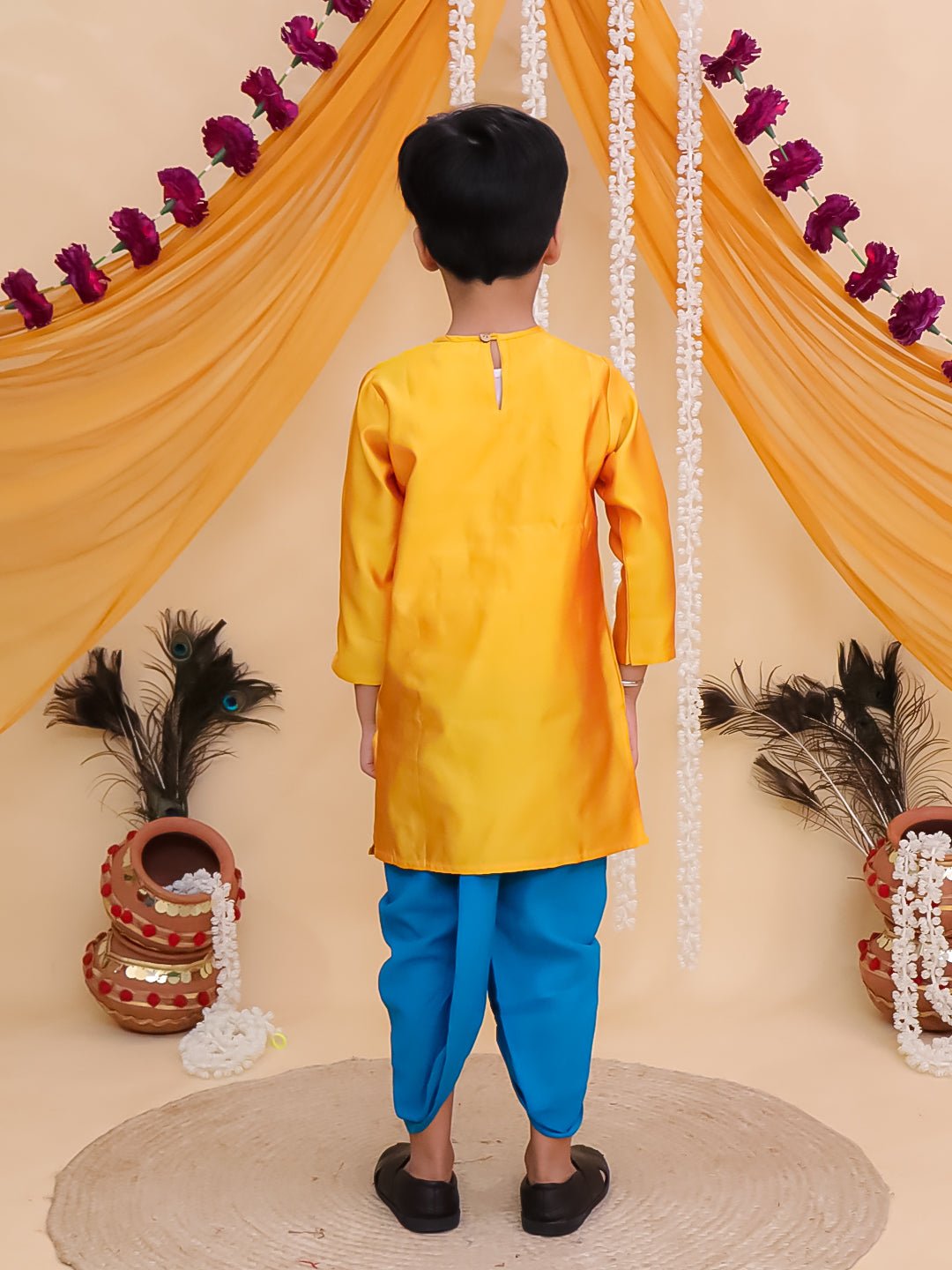 Vrindavan Vibe Embroidered Boys Dhoti Kurta Set