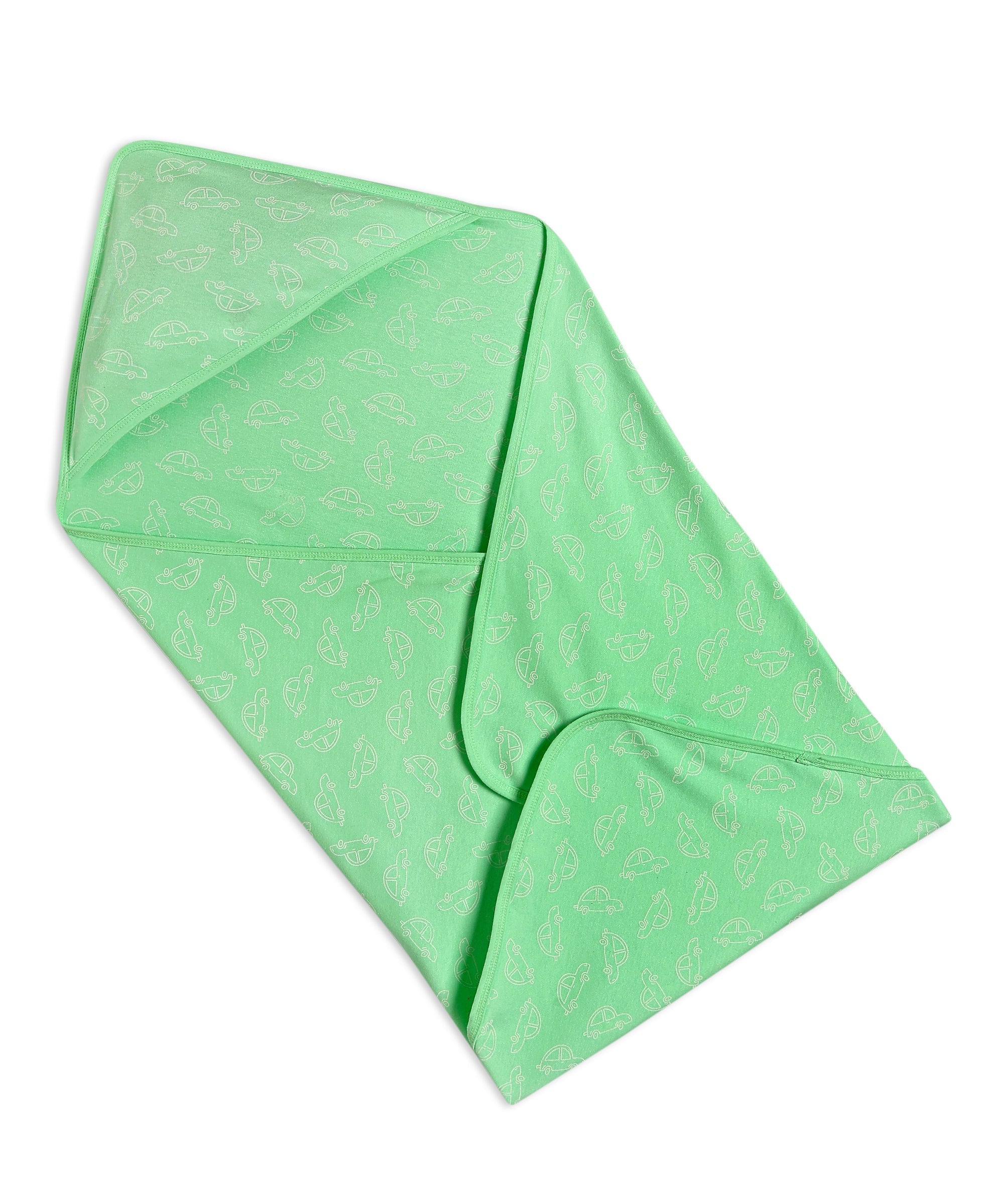 Green Vroom Vroom Hooded Towel Blanket For Kids