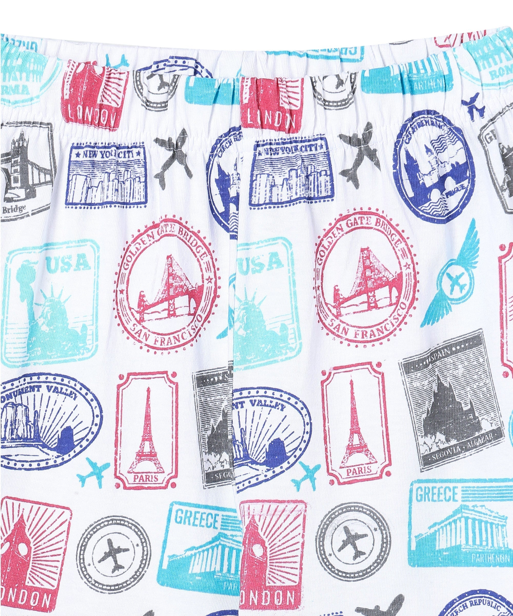 White Wander & Wonder Travel Pajama Set For Kids