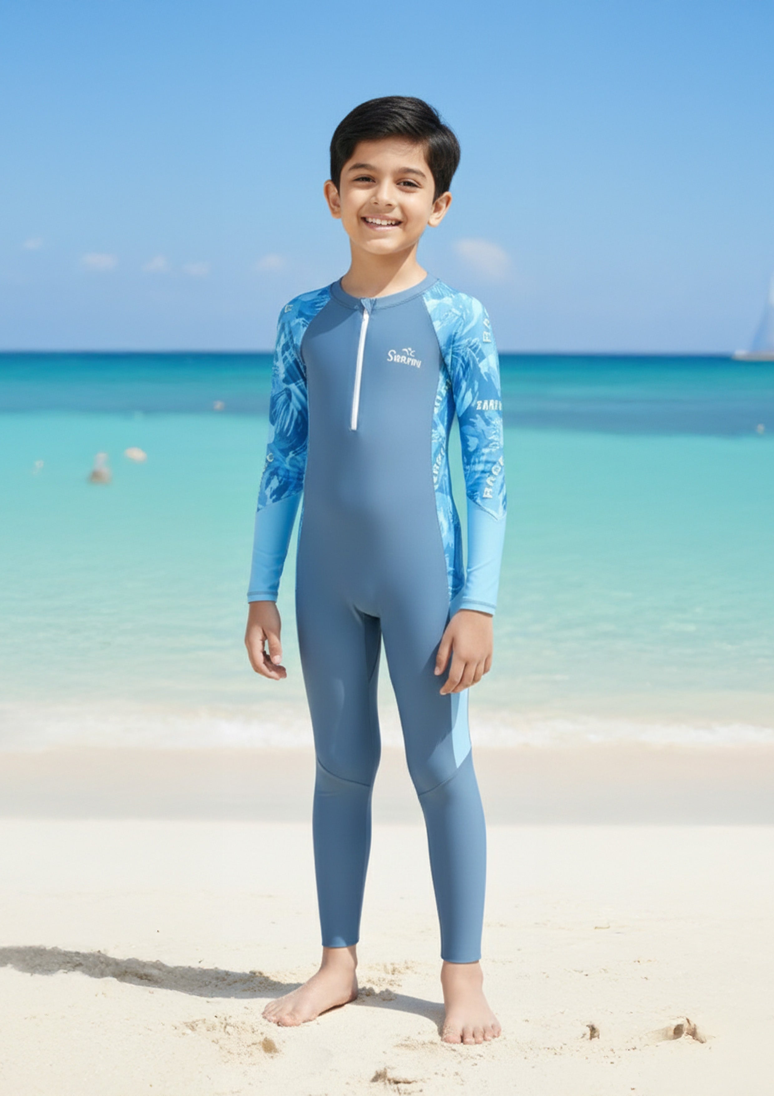 Multi Wave Rider Boys Long Sleeve Full Length Swimsuit