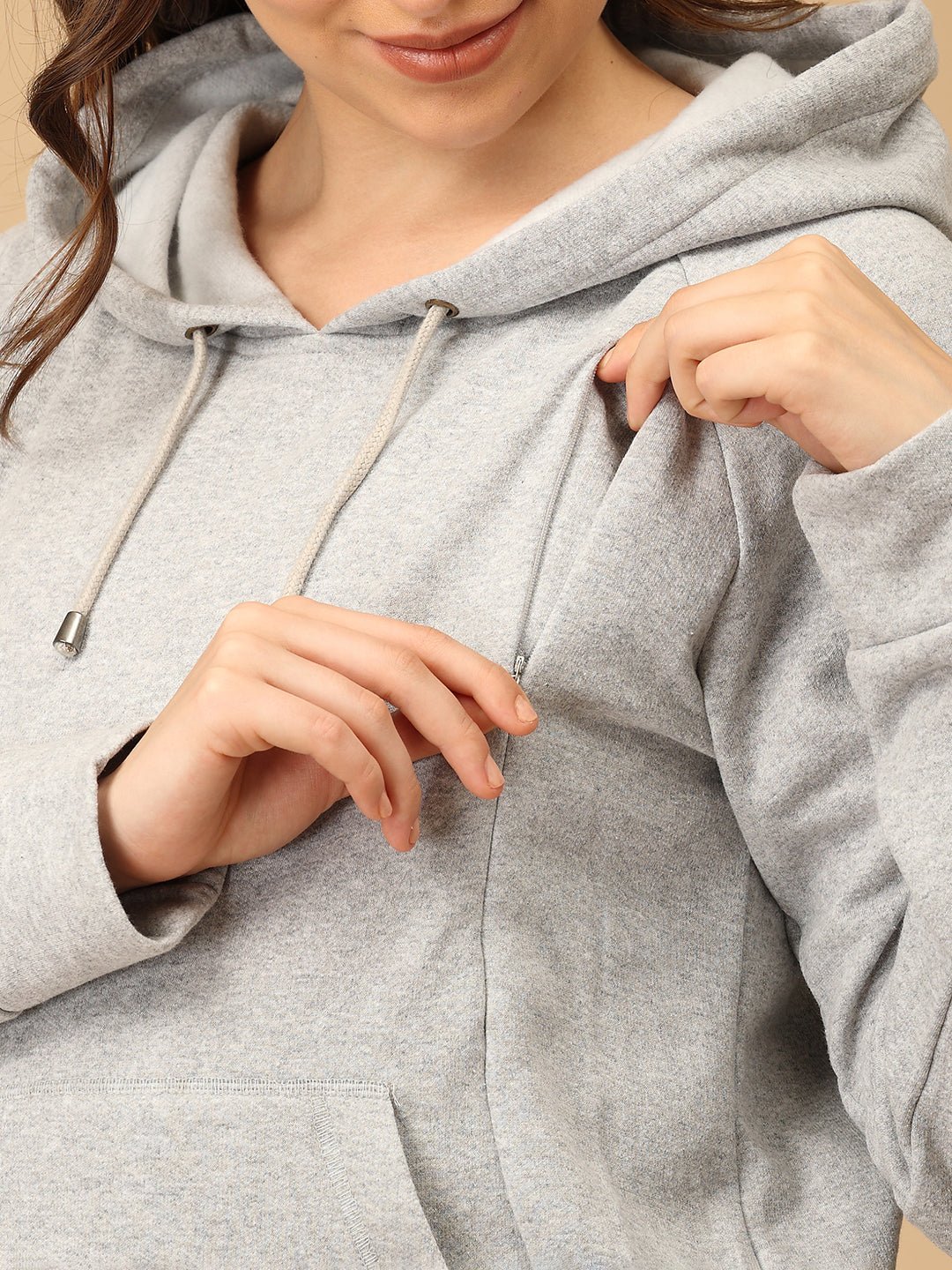  WFH Grey Maternity and Nursing Hoodie Pajama Set Grey