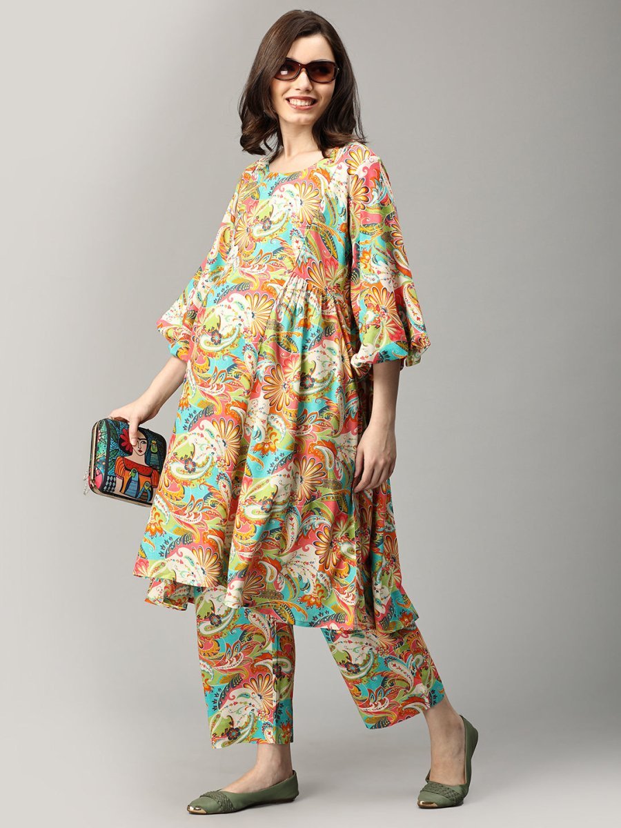 Whimsical Paisley Maternity and Nursing Co ord Set Multi