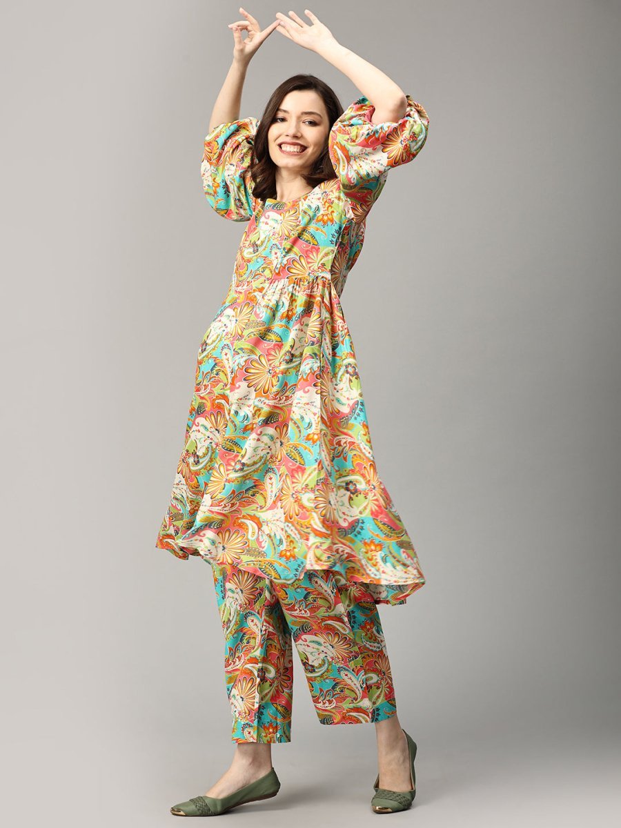  Whimsical Paisley Maternity and Nursing Co ord Set Multi