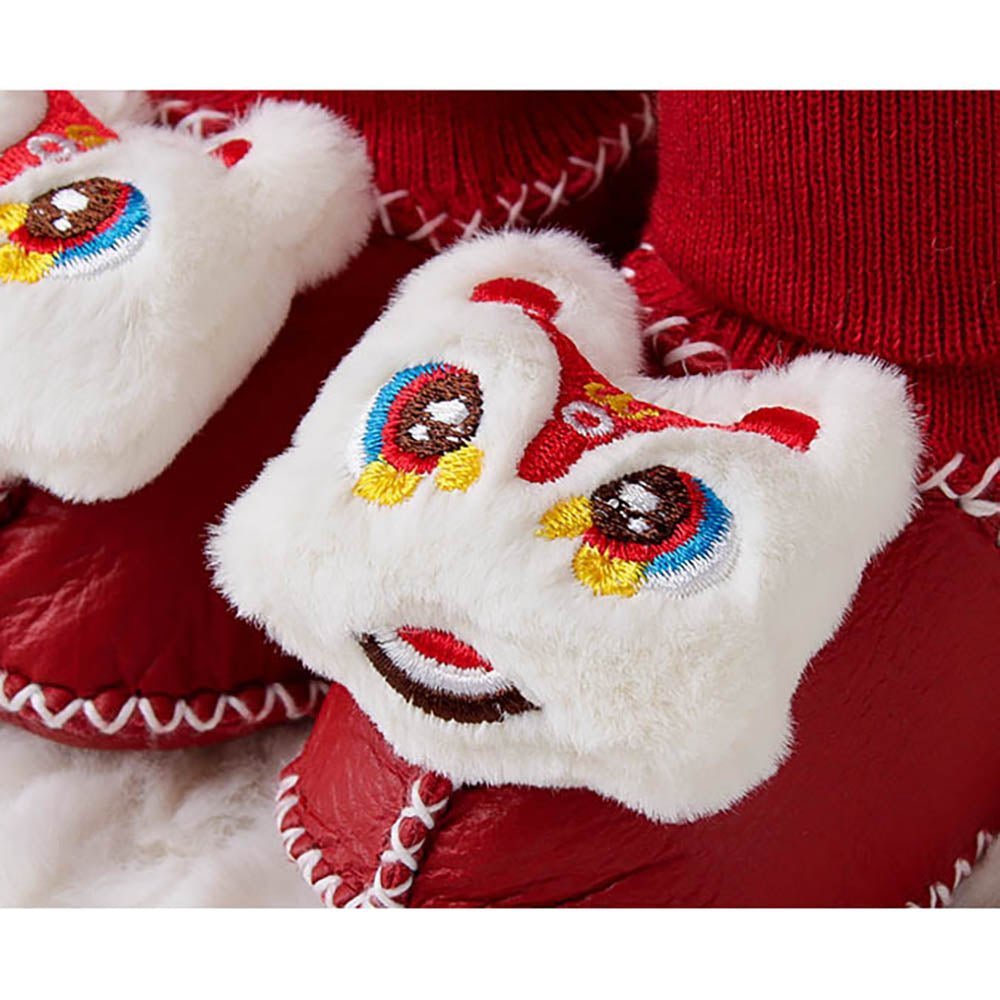 Little Surprise Box White Lucky Dragon Christmas Booties For Kids
