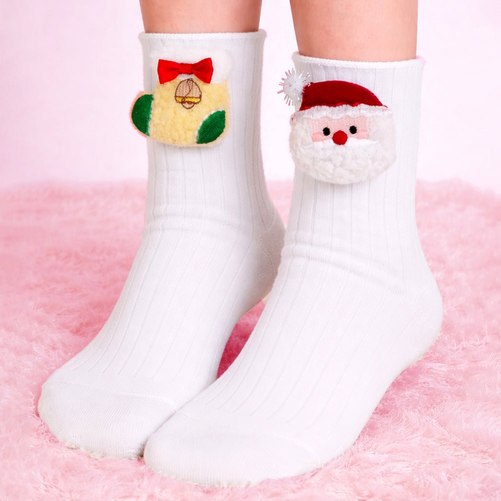 Little Surprise Box White Santa Stockings Christmas Ankle Socks
