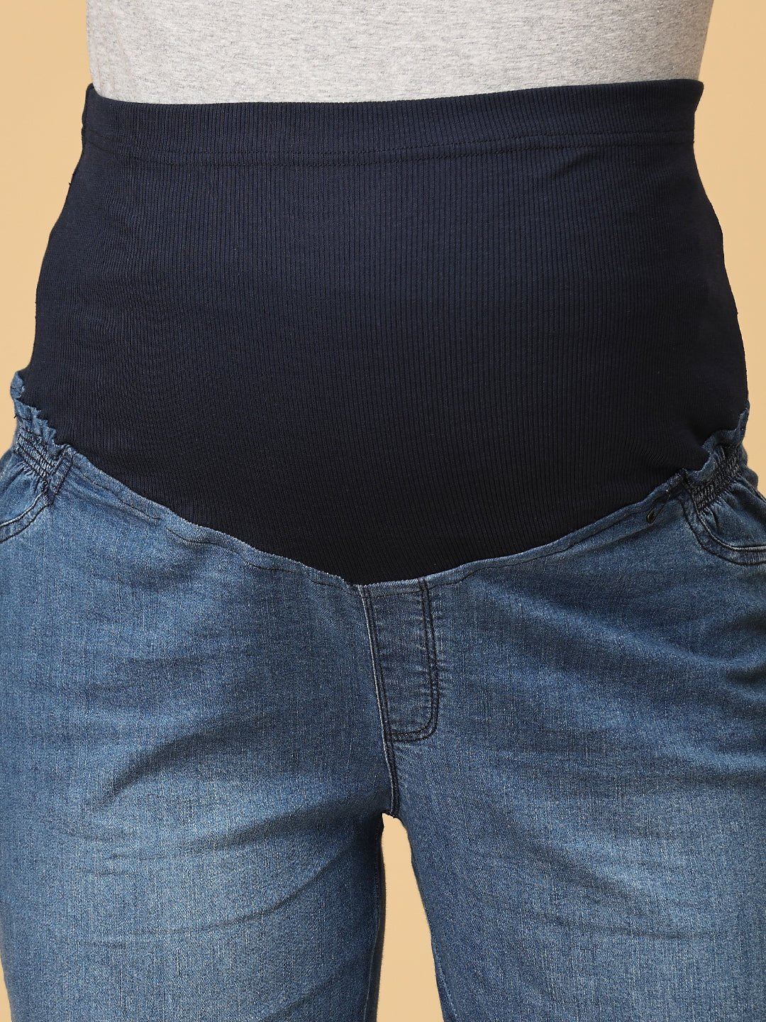 Wide Leg Maternity Denim with Belly Support Blue