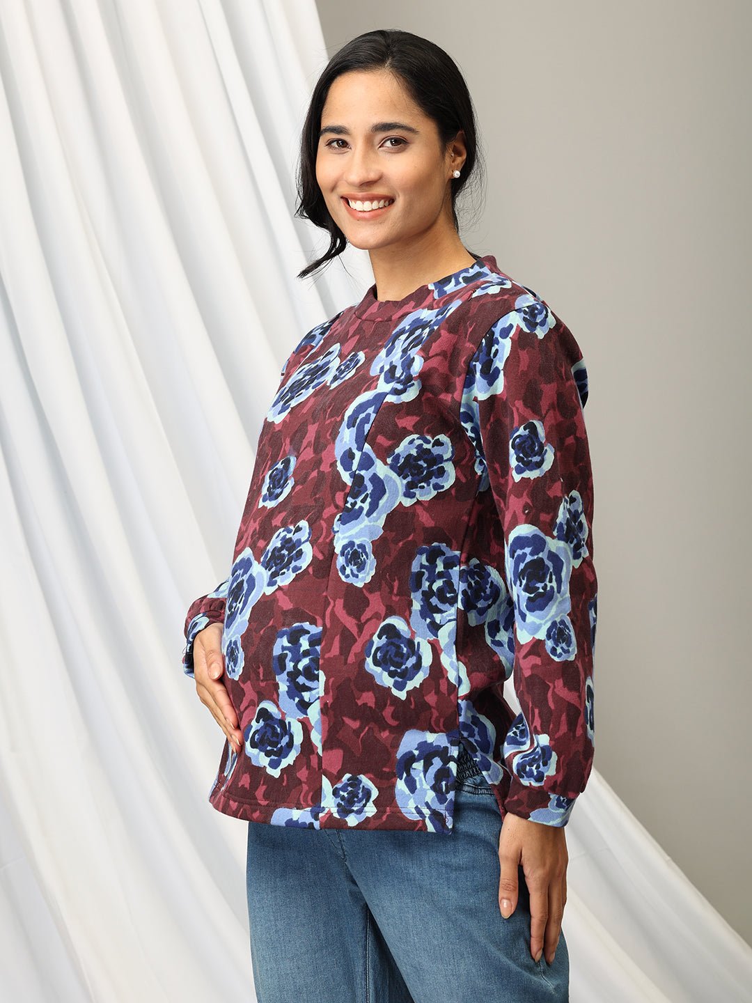  Wildflower Whimsy Maternity and Nursing Sweatshirt Multi