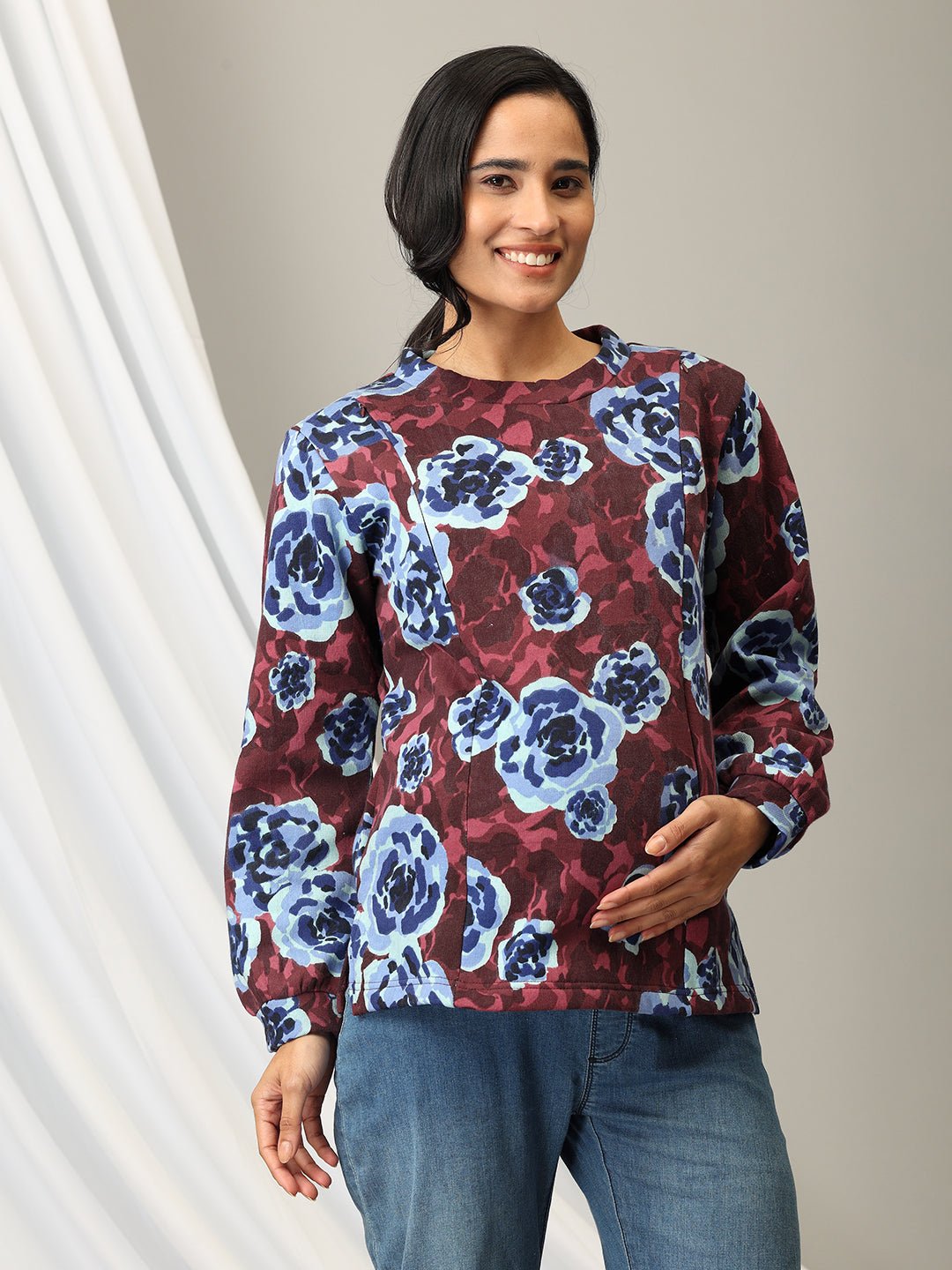  Wildflower Whimsy Maternity and Nursing Sweatshirt Multi