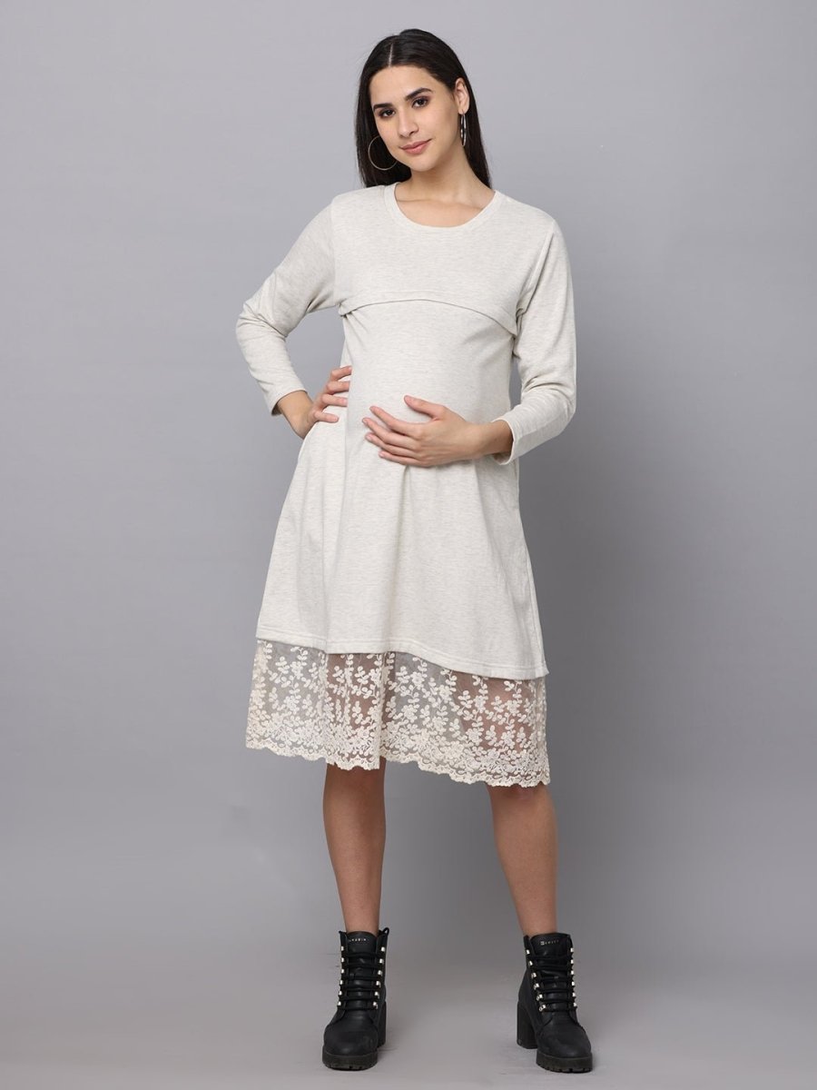  Winter Morning Maternity and Nursing Dress Off White