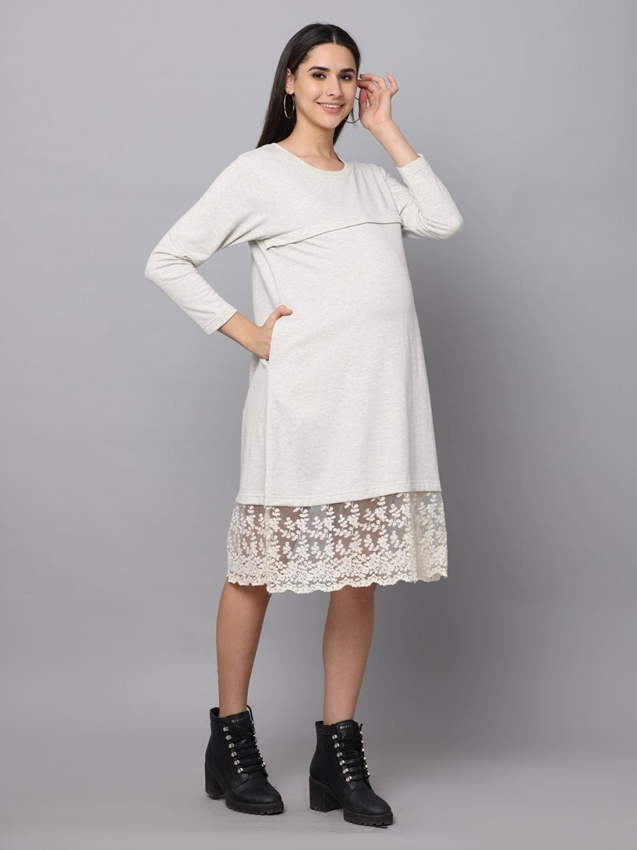  Winter Morning Maternity and Nursing Dress Off White