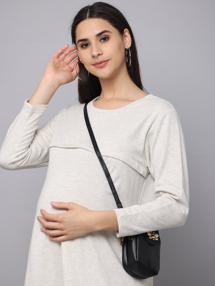  Winter Morning Maternity and Nursing Dress Off White