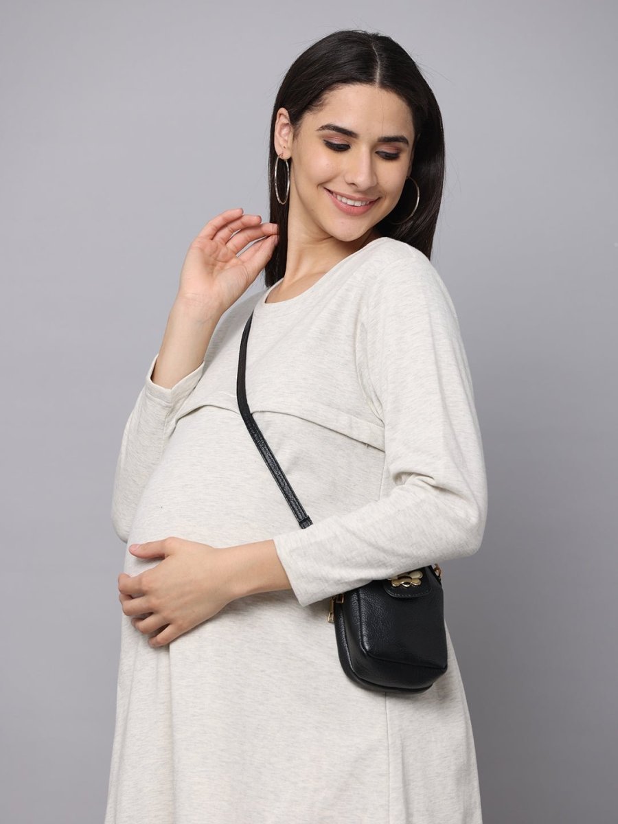  Winter Morning Maternity and Nursing Dress Off White