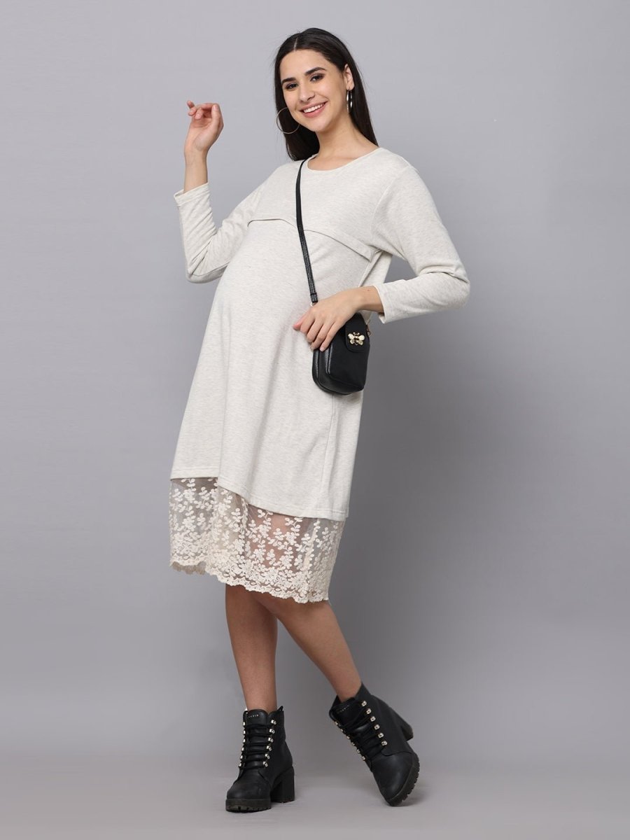  Winter Morning Maternity and Nursing Dress Off White