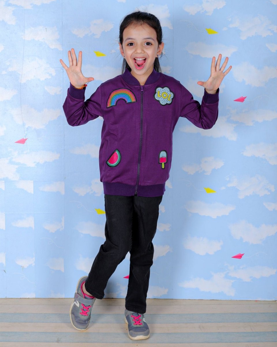  WOW Girls Bomber Jacket with Patches