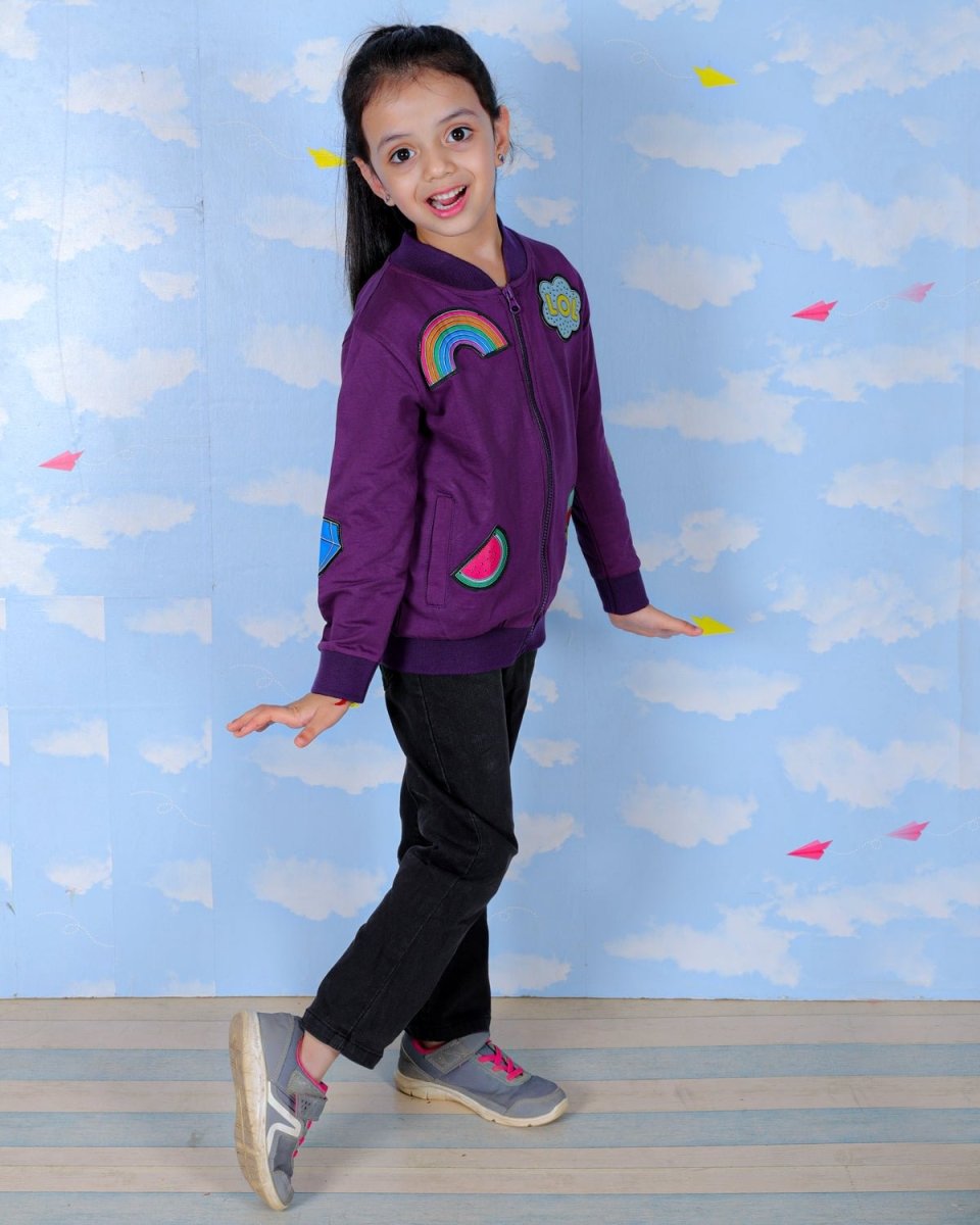  WOW Girls Bomber Jacket with Patches