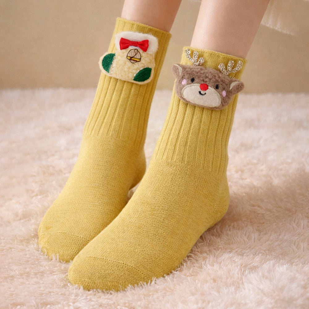 Little Surprise Box Yellow Deer Stockings Christmas Kids Ankle Socks