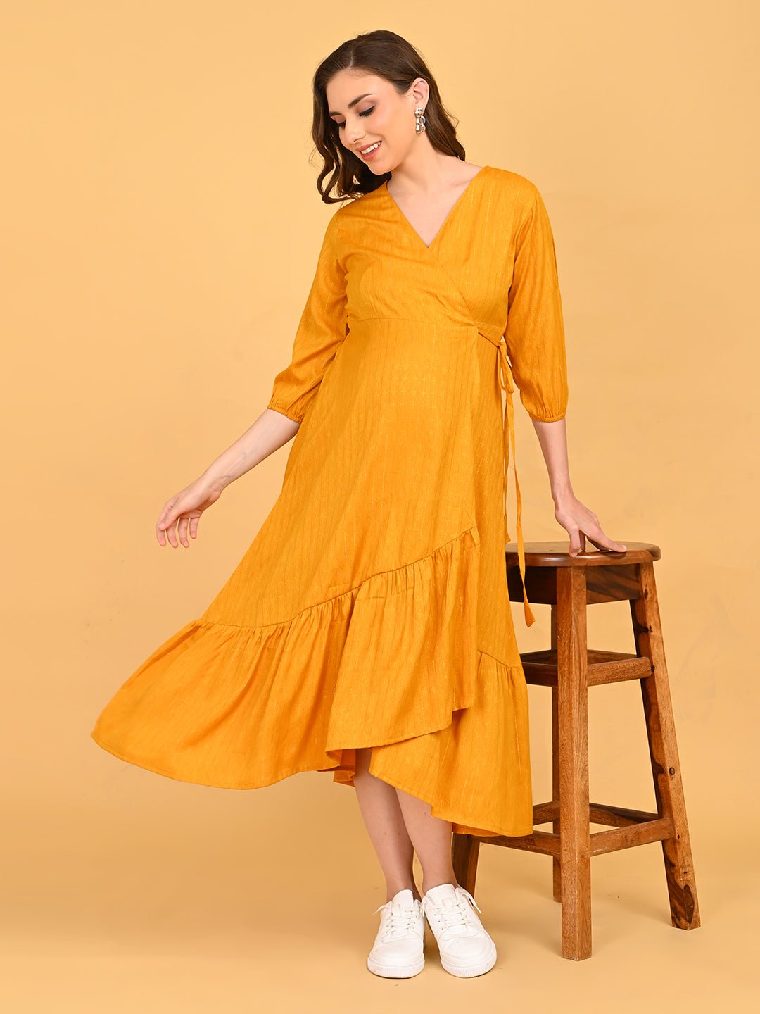  Yellow-a Go-Go Maternity Wrap Dress Yellow