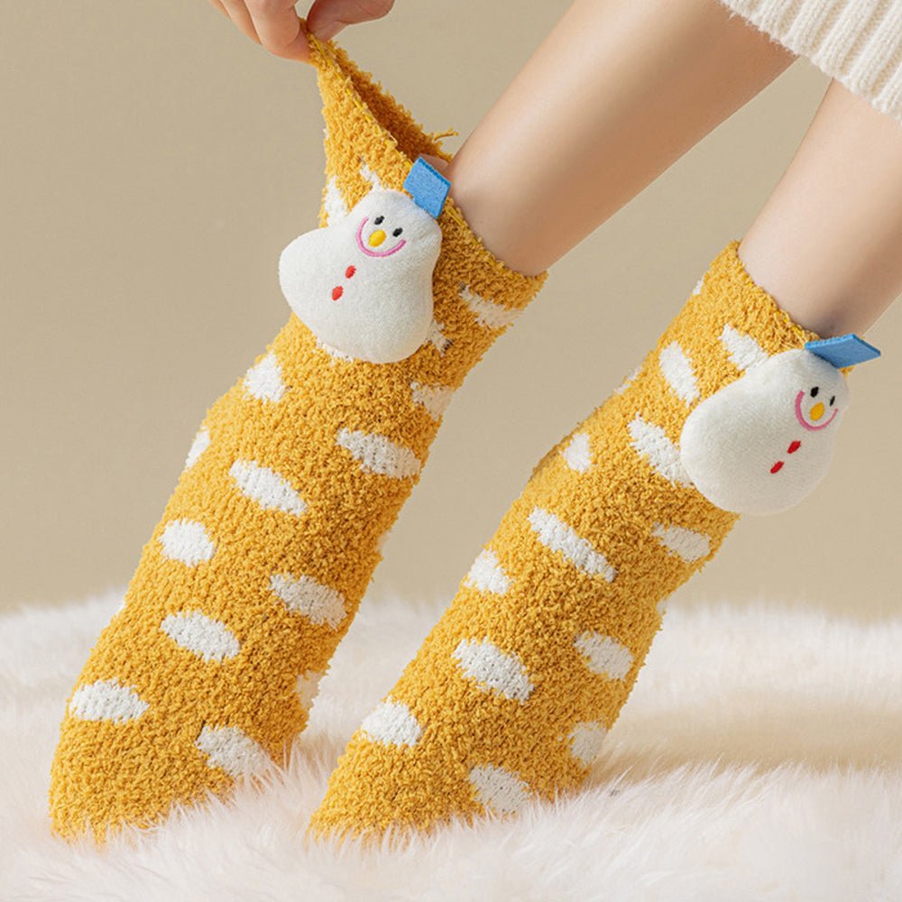 Little Surprise Box Yellow Xmas Snowman Woolen Christmas Socks For Infants