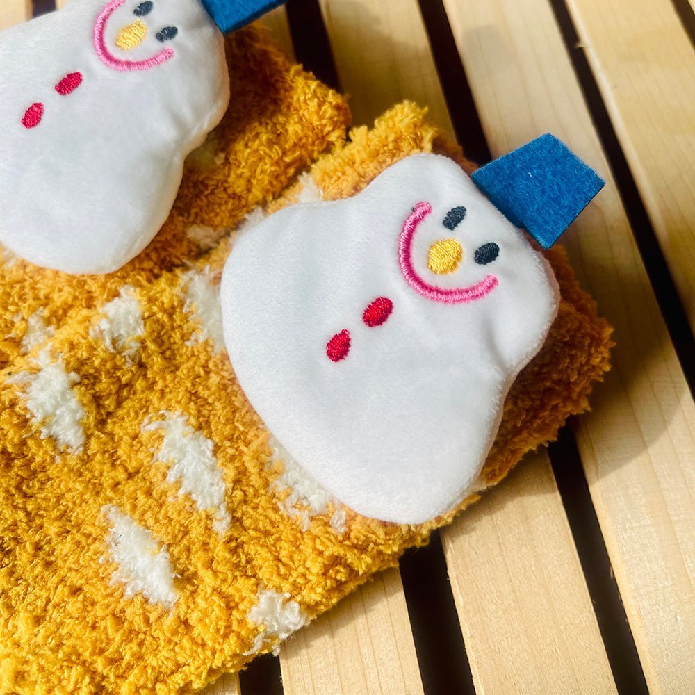 Little Surprise Box Yellow Xmas Snowman Woolen Christmas Socks For Infants