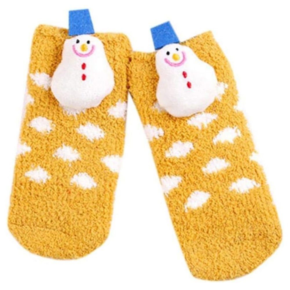 Little Surprise Box Yellow Xmas Snowman Woolen Christmas Socks For Infants