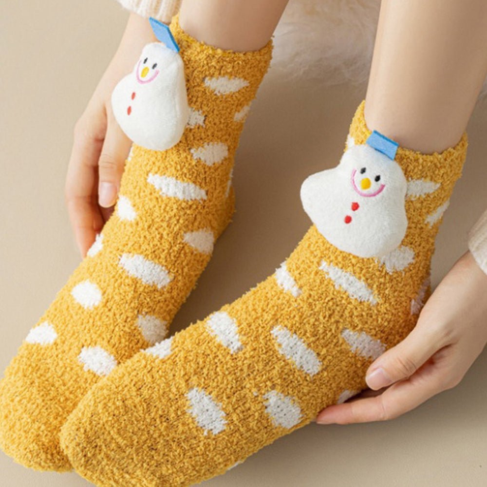 Little Surprise Box Yellow Xmas Snowman Woolen Christmas Socks For Infants