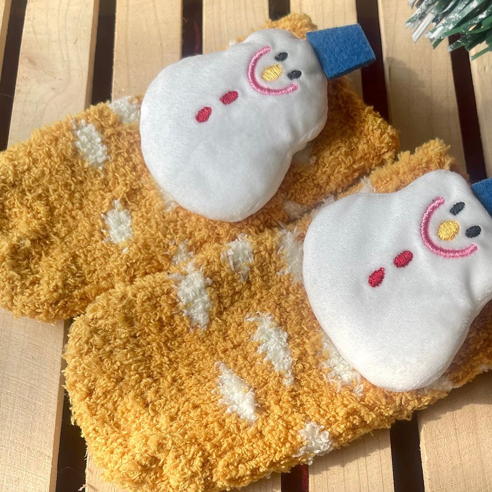 Little Surprise Box Yellow Xmas Snowman Woolen Christmas Socks For Infants
