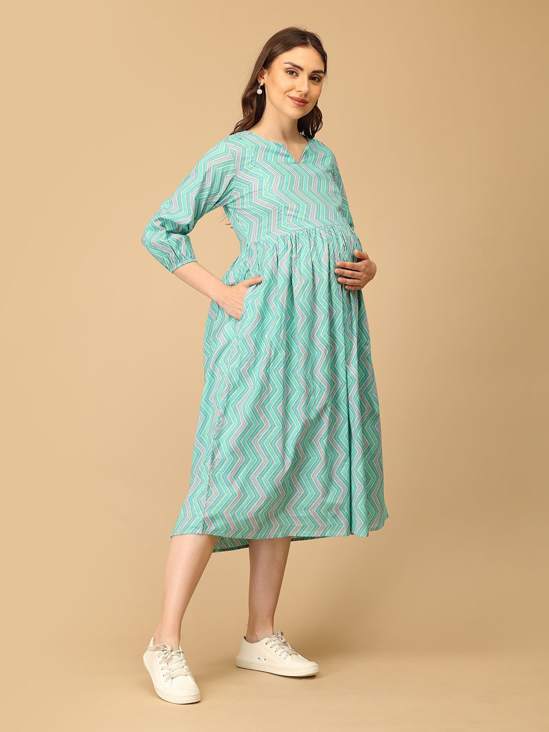  ZigZag Zest Maternity and Nursing Dress Multi