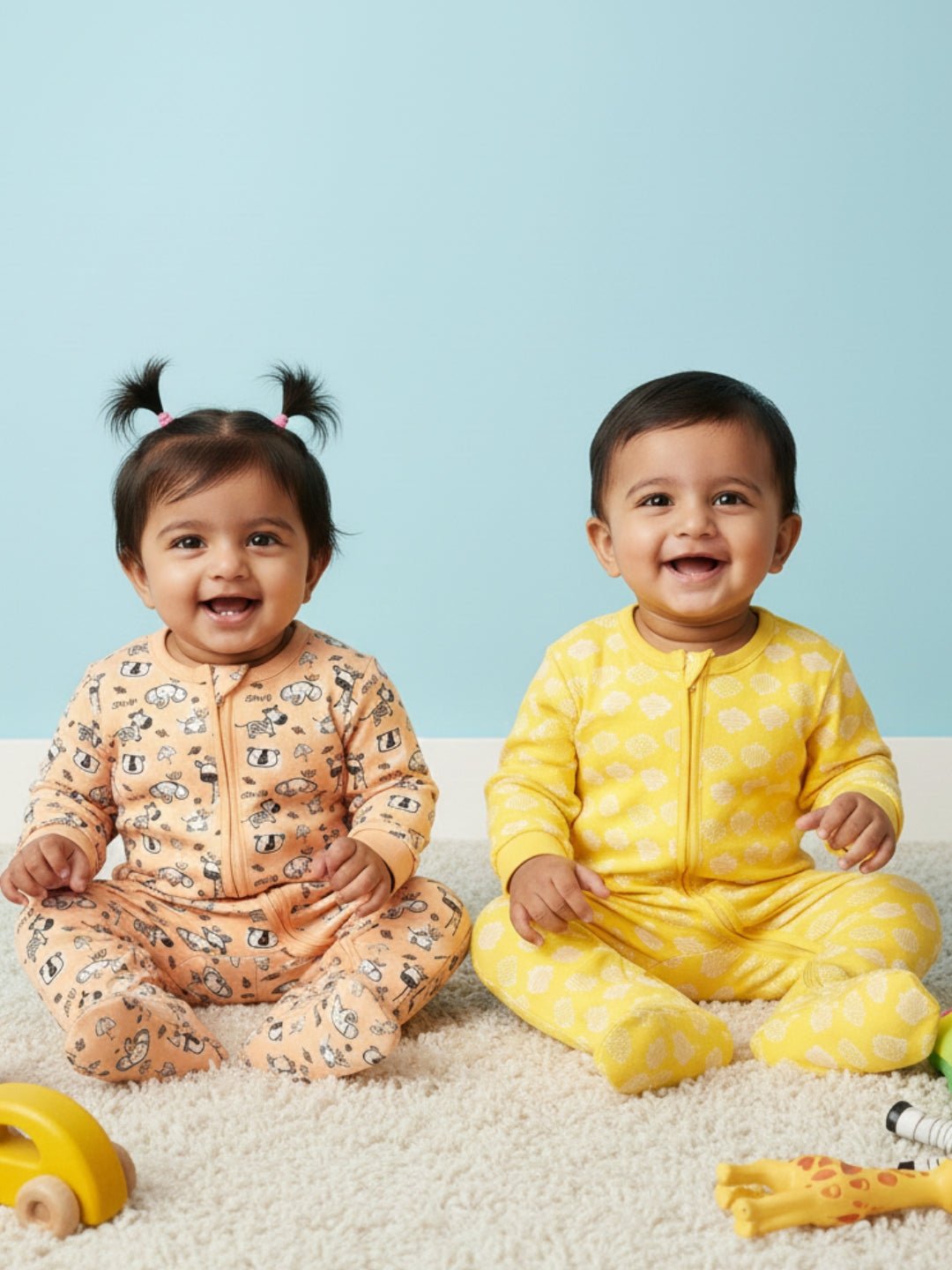  Buttercream Clouds & Rusty Jungle Zipper Romper Combo 2-Pack
