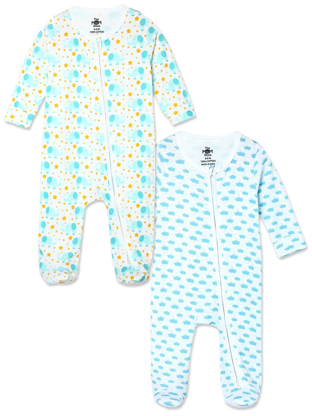  Elephantastic Happy Cloud Infant Zipper Romper Combo 2-Pack