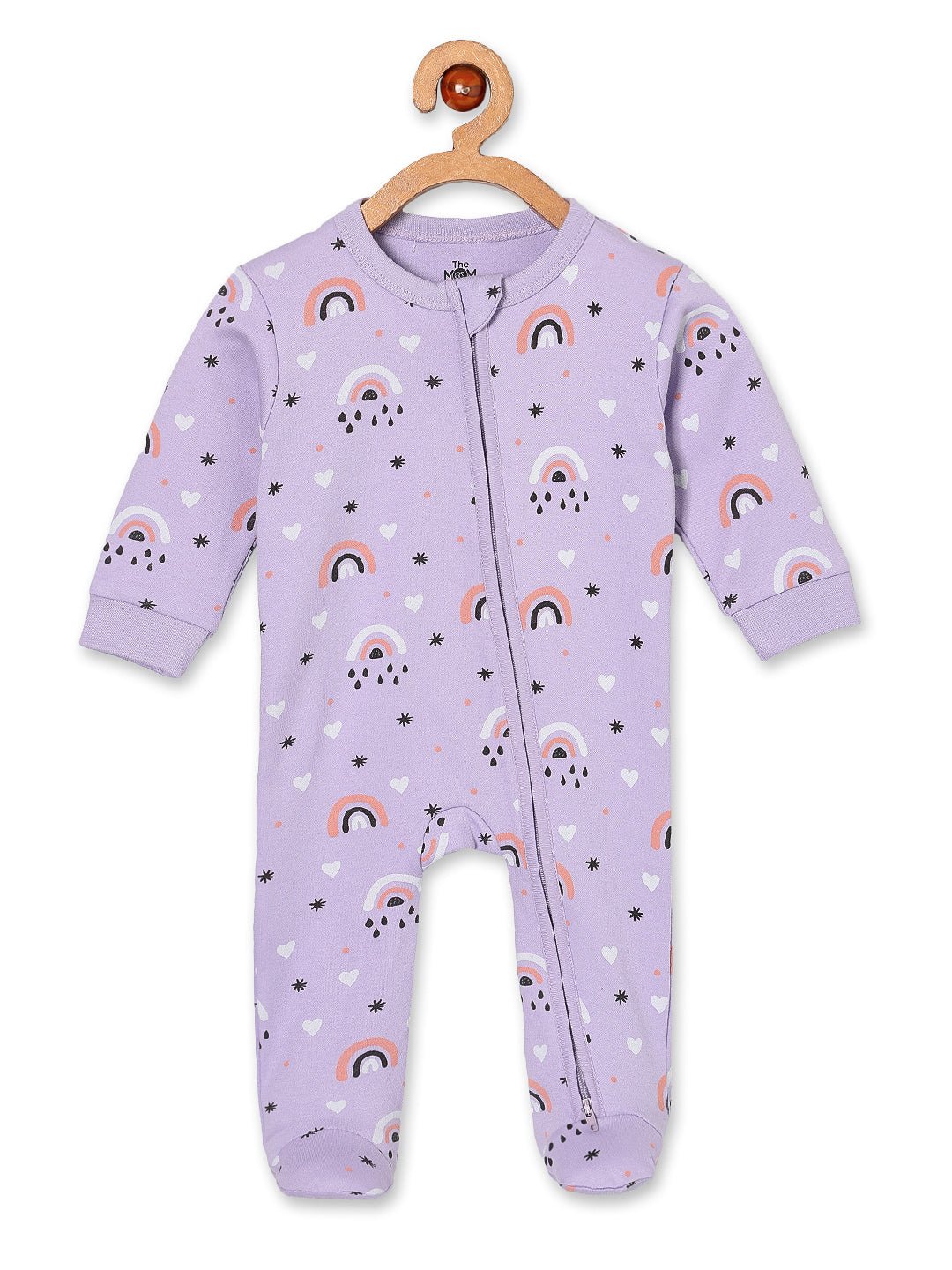  Lavender Twinkle & Rosy Hearts Zipper Romper Combo 2-Pack
