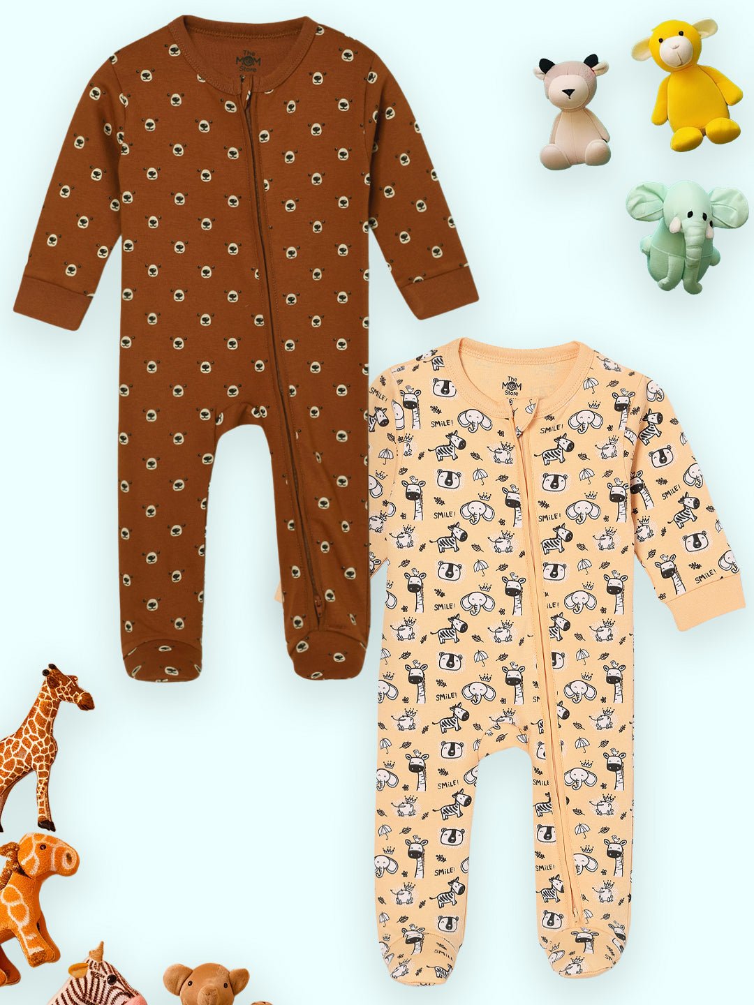  Rusty Jungle Beary Best Zipper Romper Combo 2-Pack