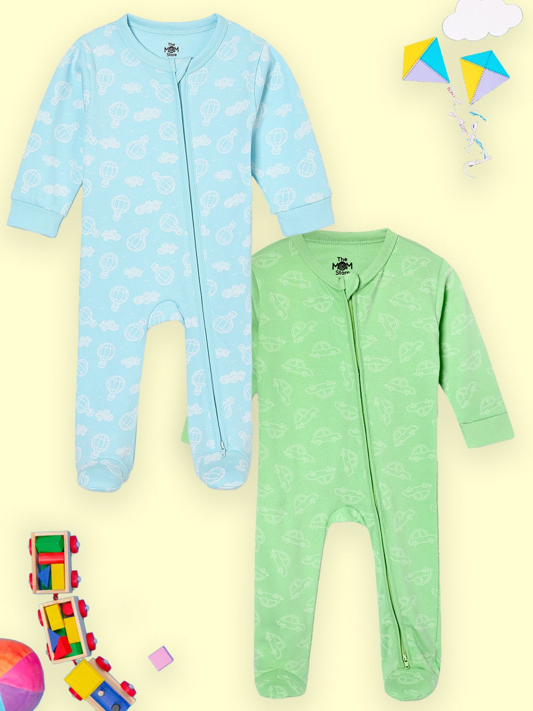  Sky Drift Vroom Vroom Zipper Romper Combo 2-Pack