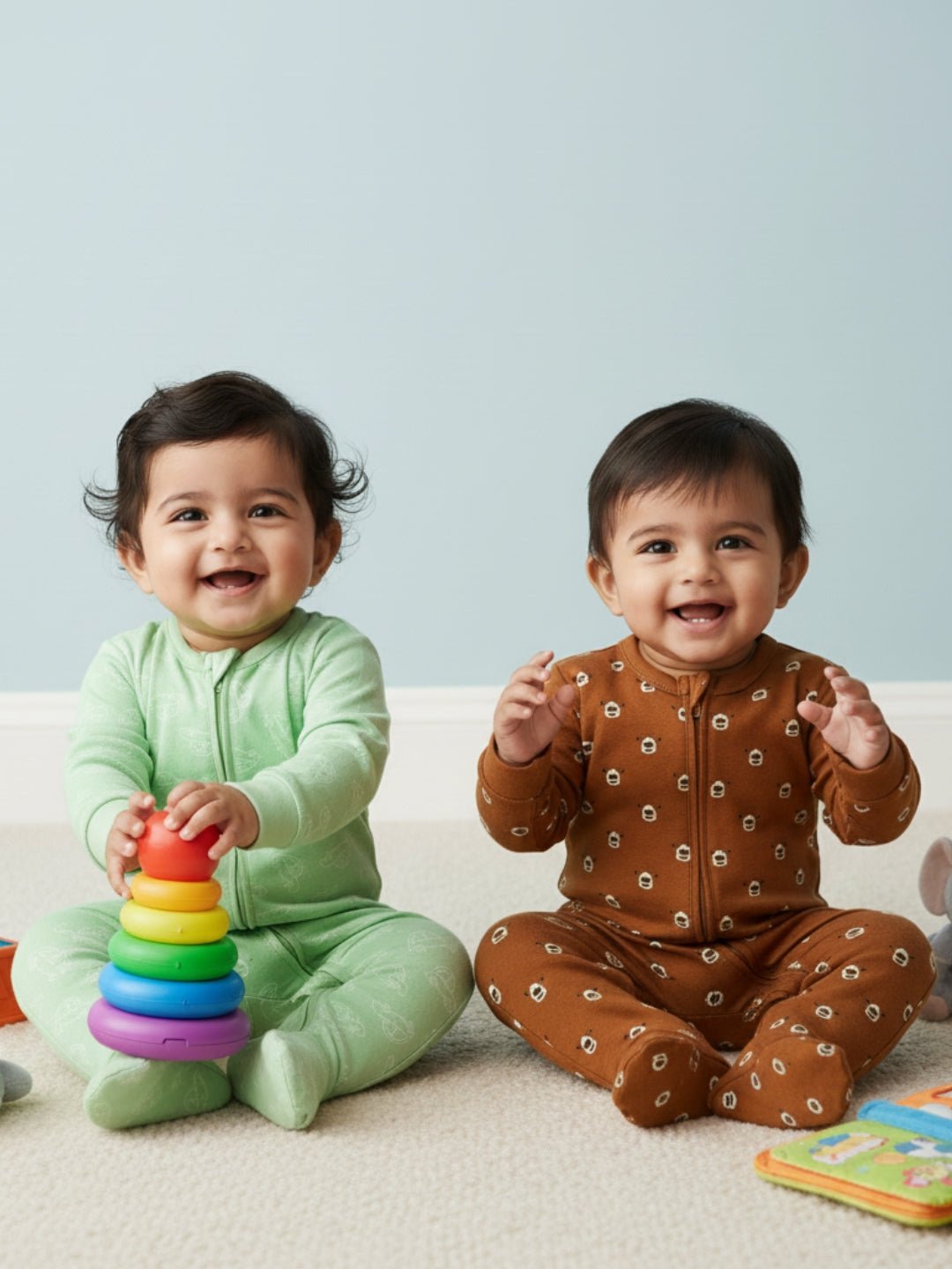  Vroom Vroom Beary Best Infant Zipper Romper Combo 2-Pack