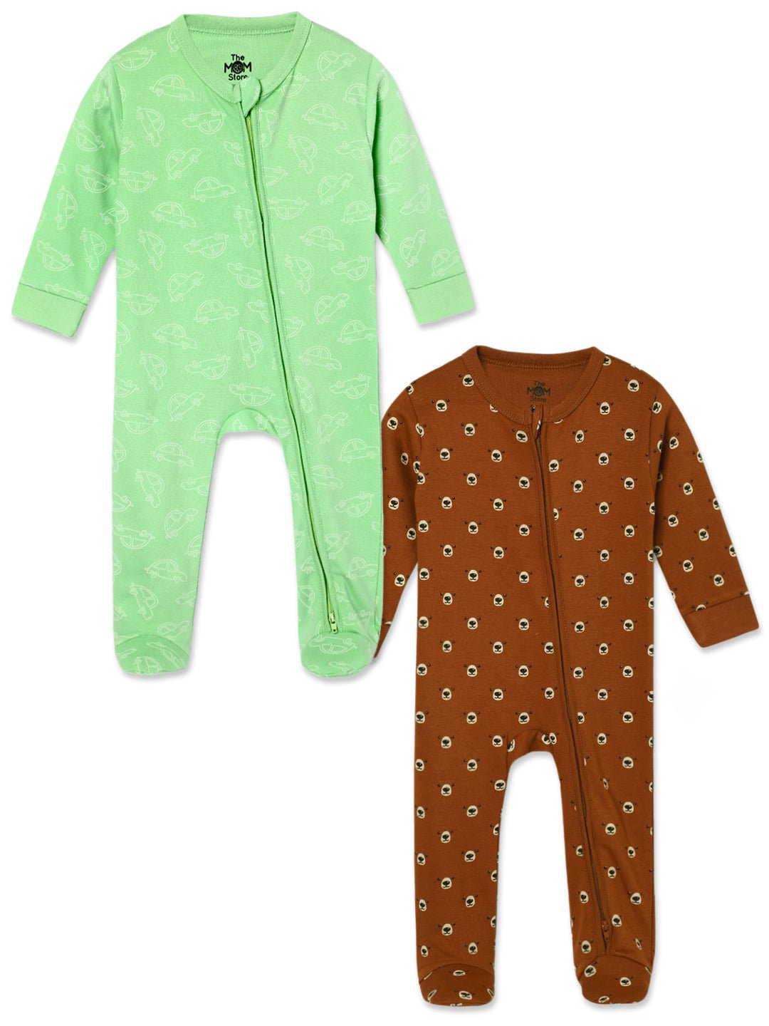  Vroom Vroom Beary Best Infant Zipper Romper Combo 2-Pack