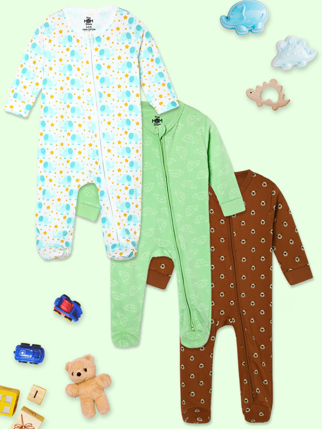  Beary Best Vroom Vroom Elephantastic Infant Romper Combo 3-Pack