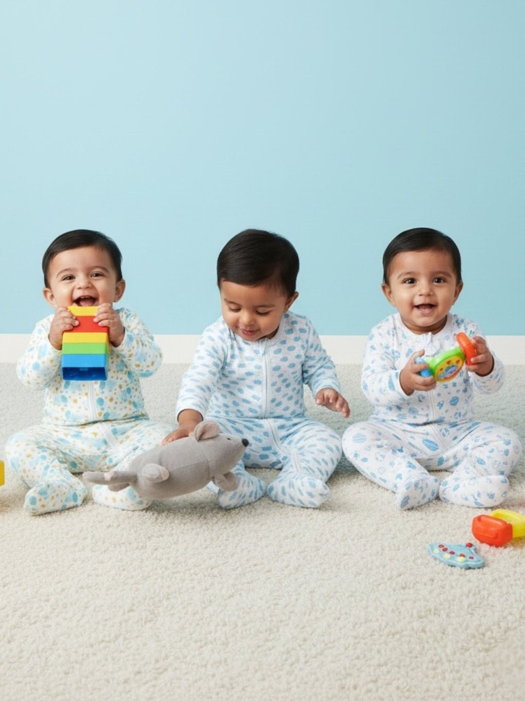  Elephantastic Happy Cloud Out Of World Zipper Romper Combo 3-Pack