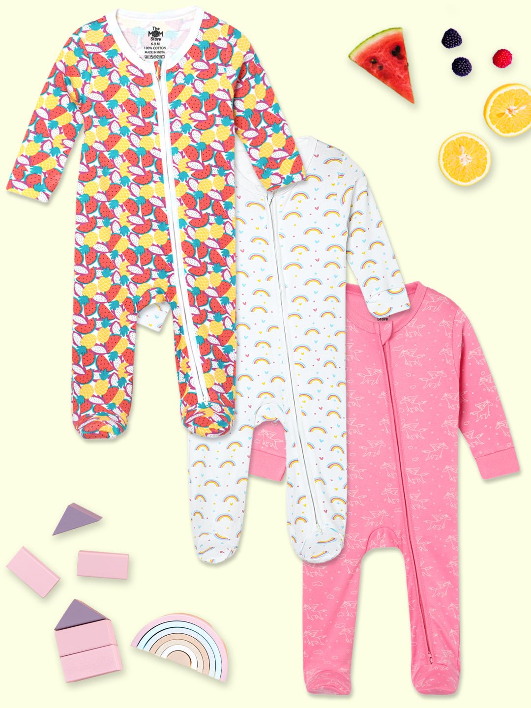  Magic Bow Fairyland Fruitilicious Zipper Romper Combo 3-Pack