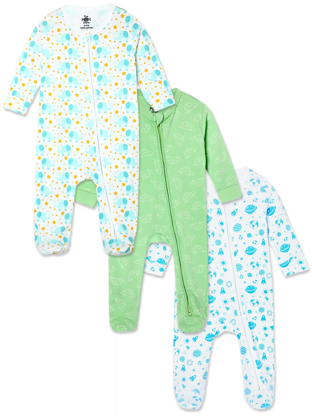  Vroom Vroom Elephantastic Out Of The World Zipper Romper Combo 3-Pack